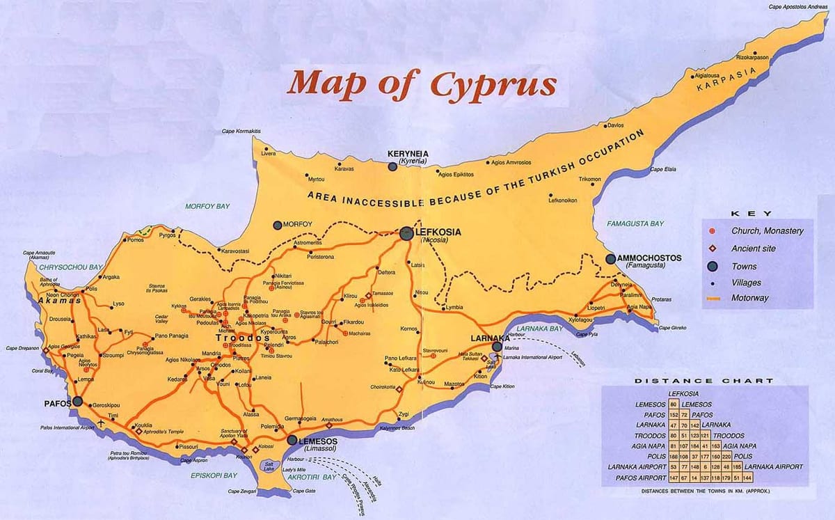 Mapa de Chipre aldeias