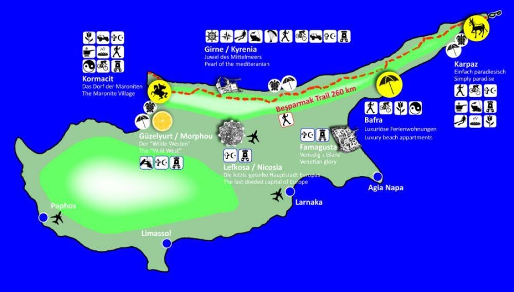 Chipre trilhas mapa