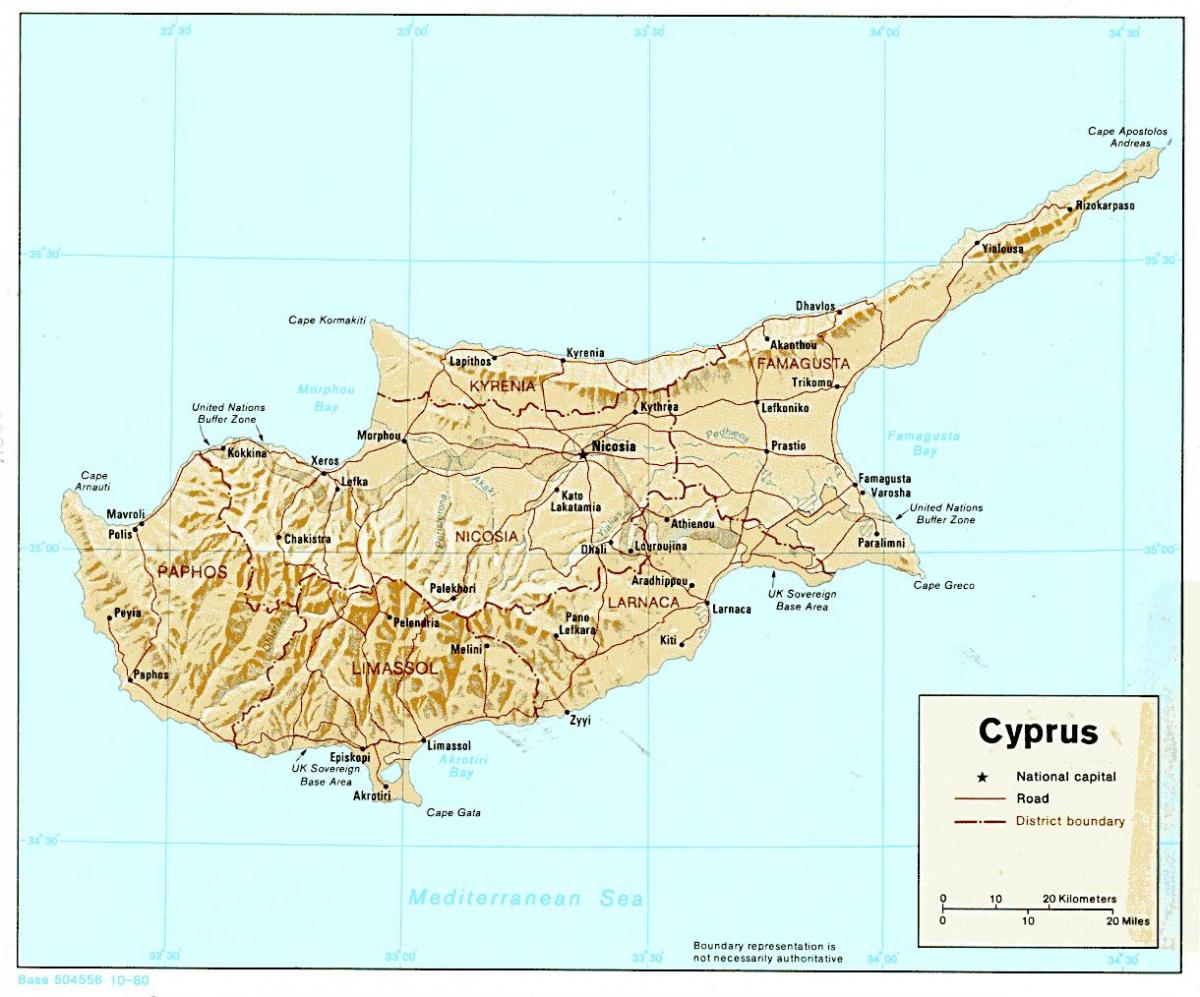 Mapa de Chipre continente