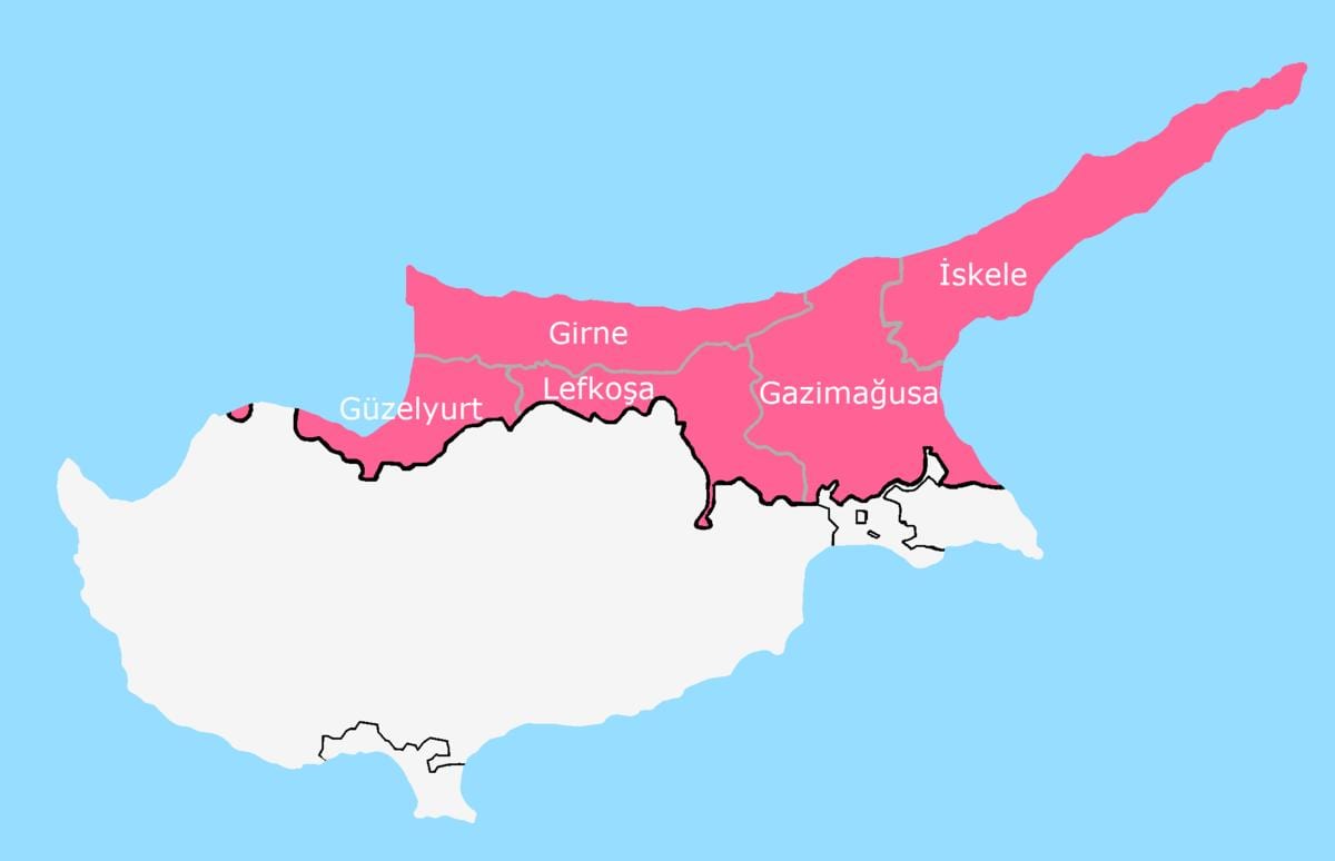 Mapa de Chipre dividido