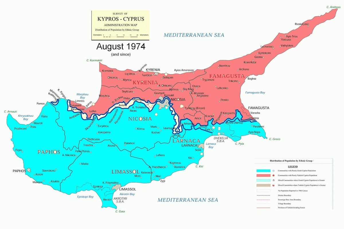 Mapa de Chipre divisão