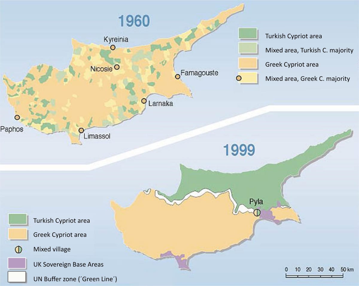 turco parte de Chipre mapa
