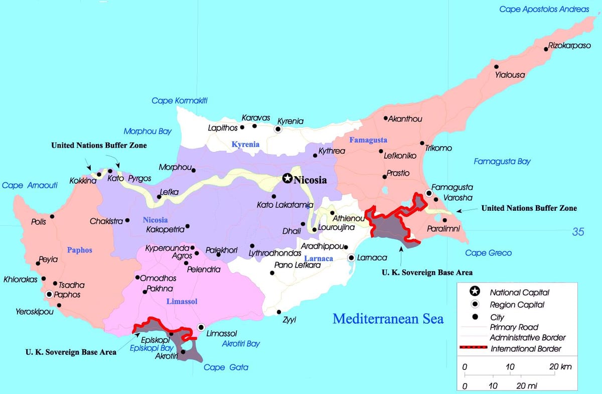 Mapa de Chipre político