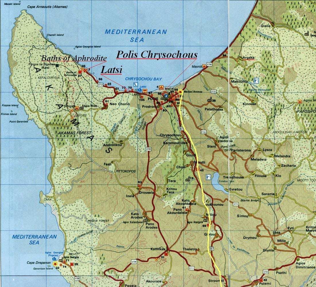 mapa da polis área de Chipre