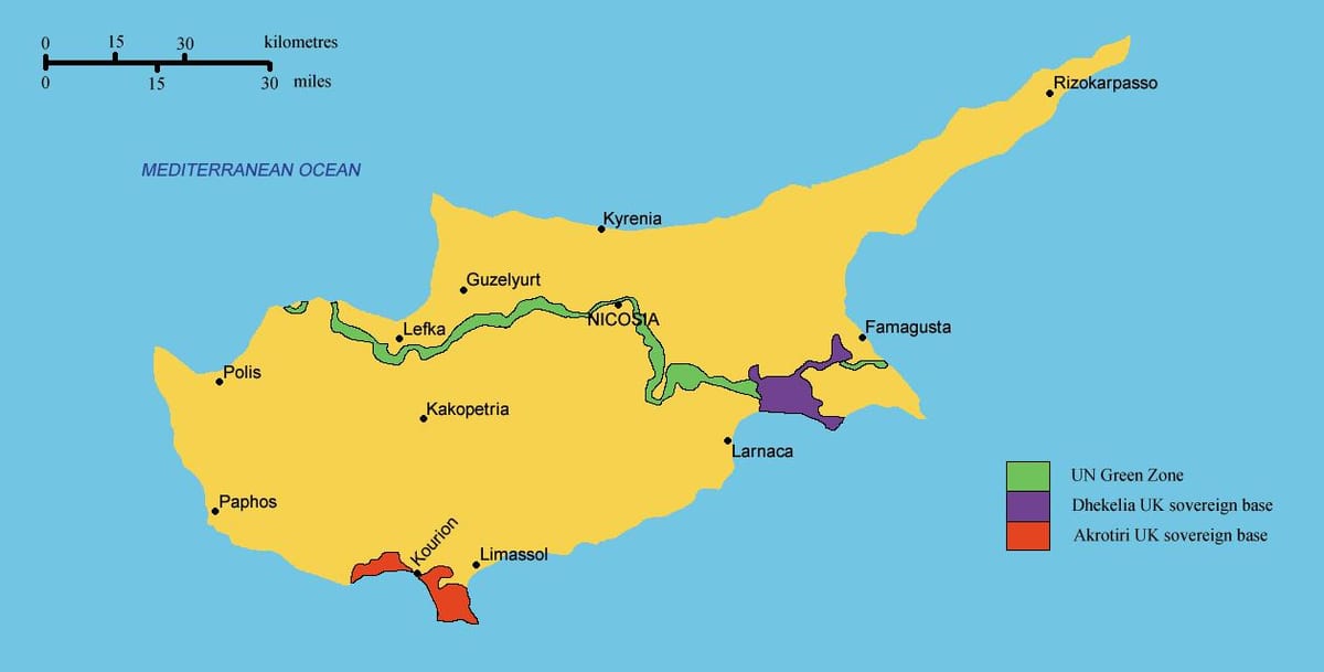mapa do sul de Chipre