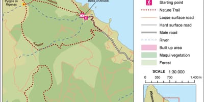 Mapa de afrodite trilha Chipre 