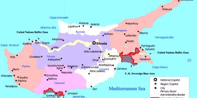 Mapa de Chipre cidades