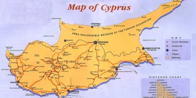 Chipre destinos de férias mapa