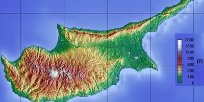 Mapa de Chipre montanhas