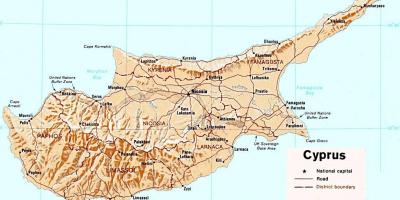 Mapa detalhado da ilha de Chipre