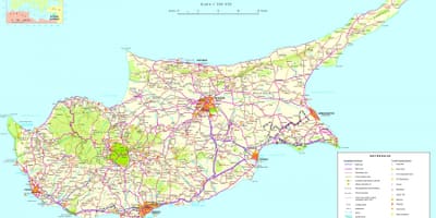 Mapa de Chipre detalhada