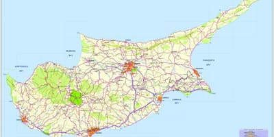 Mapa das melhores praias de Chipre